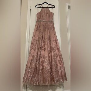 Gorgeous Rose Gold Glitter A-Line Prom & Evening Gown Size 11
